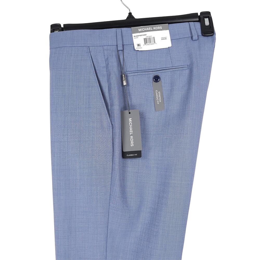 Michael Kors Mens Classic Fit 2 Piece Suit 42L 34x32 Light Blue Stretch Wool NWT - Picture 9 of 16